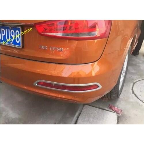 Lapetus Chrome Rear Trunk Tail Fog Lamps Lights Frame Cover Trim 2 Piece Fit For Audi Q3 2013 2014 2015 Auto Accessories