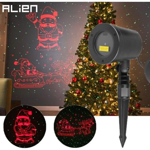 ALIEN Moving Christmas Laser Light projector Red Santa Claus Elk Sled Animation Green Static Star Outdoor Waterproof Xmas Lights