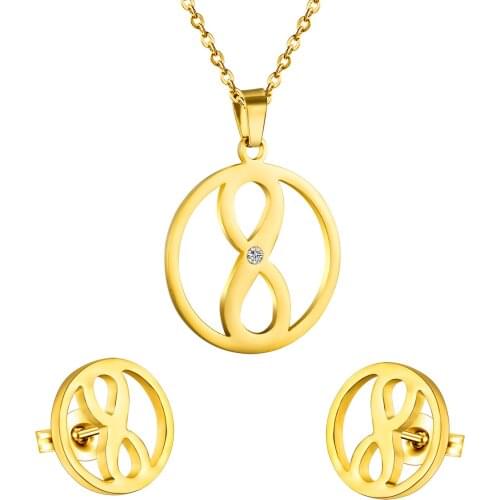 LUXUKISSKIDS Trendy African Wedding Pendant Necklace Earrings Jewelry Sets For Women Fashion Dubai Stainless Steel Jewelry Set