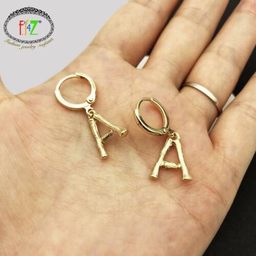 F.J4Z New Hot Mini Letters Earrings Fashion A-Z 26 Letters Charms Hoop Earrings First letter of Name Initials Earrings Dropship