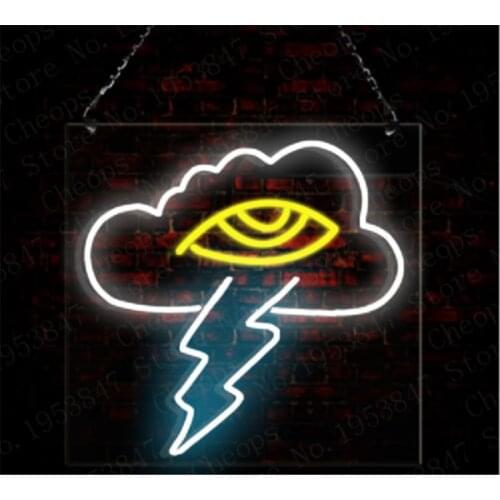 Lightning Cloud Gift Neon Signs Real Glass Tube Open Beer Bar Pub Homeroom Girlsroom Party Decor 14x9