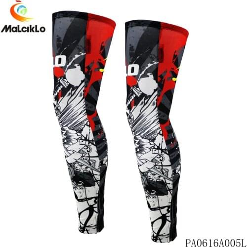 Malciklo Anti UV400 Cycling Leg Warmers Skull Men Knee Pad Protector Leg Sleeves Outdoor Sports Safety Soccer Running Leggings