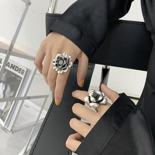 VENTFILLE 925 Sterling Silver Engagement Rings New Fashion Creative Exaggeration Flower Vintage Punk Party Jewelry Gift 2021 New