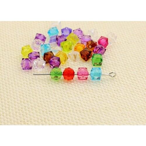 150pcs/lot 6mm Mixed Colors Clear Acrylic Square Shape Colorful Loose Beads For Jewelry Making Accessories