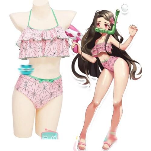 Pre-sale Nezuko Cosplay Split bikini lace slimming swimwear Costume