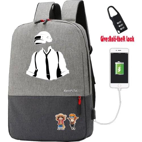 Anime game PUBG Anti-theft USB Charging Backpack Men Women Laptop Shoulder Bag Work Casual Travel Bags student bookbag