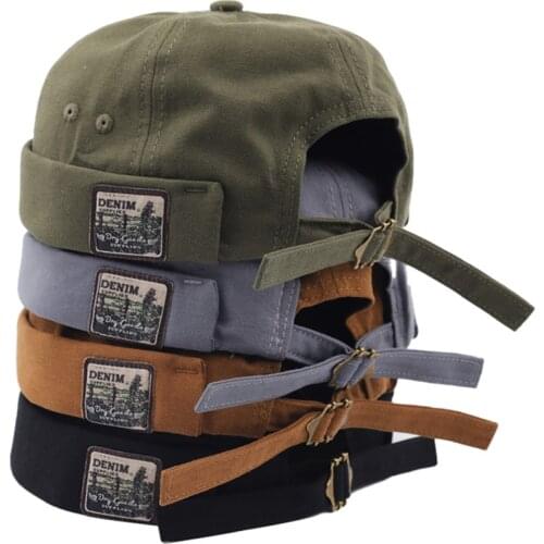 Men Women Retro Dome Melon Brimless Beanie Cap Unisex Skullcap Sailor Cotton Mechanic Trendy Color Elastic Panels Docker Hat