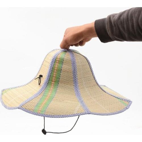 Summer Straw Wide Brim Sun Hat Fishing Straw Hats Foldable Straw Sun Cap Visor Hat Outdoor Protection Cap Waterproof Bucket