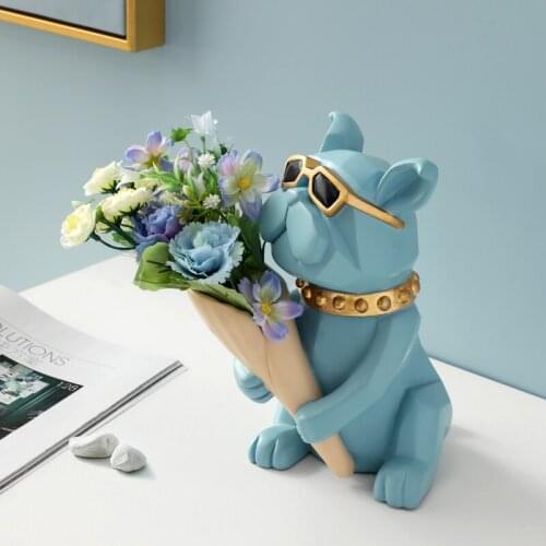 Modern Resin Dog Statue Vase Home Dceor Accessories Badroom Bar Table Living Room Decoration Holiday Gifts Flower Vase