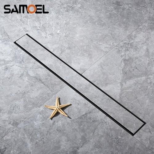 SUS Stainless steel Bathroom Matte Black 60cm Square Invisible Rectangle 80cm Floor Drains Shower Room Liner Drain PD827