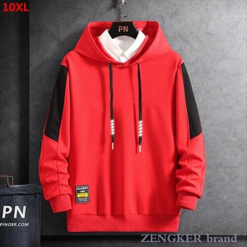 Spring autumn long-sleeved Hoodies mens plus size bottoming shirt loose round neck compassionate youth trend 9XL 10XL
