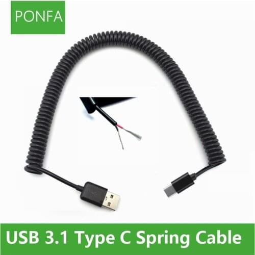 Bold Copper Wire Spring USB 3.1 Type C Cable Charge Stretch Cord for Nokia N1 OnePlus 2 ZUK Z1 Xiaomi 4C MX5 Pro Nexus 5X 6P