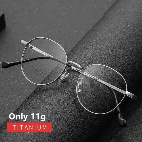 Men Women Ultra Light Retro Round Pure Titanium Full-Frame Glasses Frame β Titanium Wide-Side Myopia Optical Glasses Frame T3933