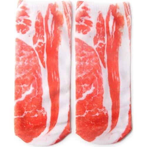 Unisex personalized cotton low-cut ankle socksInteresting 3D flip-flops shoesPork skeleton pattern printing creative socks