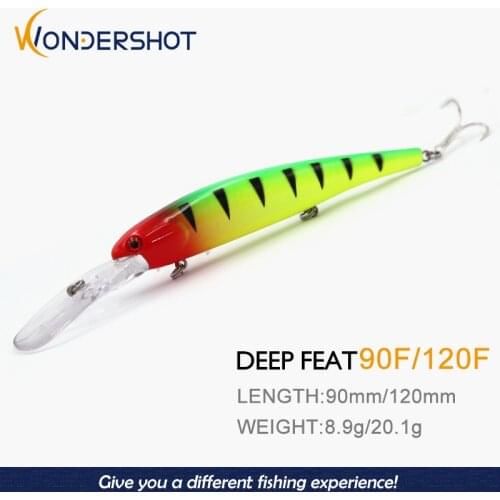 Wondershot A10 90/120MM 8.9/20.1G Vobler Fishing Lure Minnow Fish Artificial Baits Deep diving 8m crankbaits Fishing Wobbler
