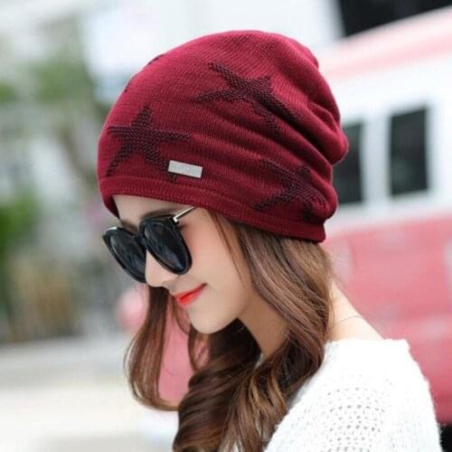 Knitted autumn winter wool cap pullover thickened multi-function Bonnet Womens hats peaked cap bucket hat beanie cap Panama Hat