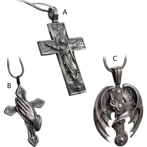 Jewelry Catholic Jesus Christ on INRI Cross Pendant Stainless Steel Crucifix Pendant Necklace Baptism Christian Jewelry