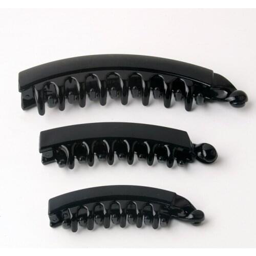 2 Pieces/lot Banana Hairpin for Women Abs Plastic Hair Clips Solid Black Wave Banana Hair Clip Hair Accessories for Lady