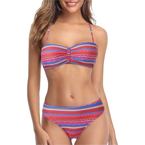 Women Bikinis Set Print Push-Up Padded Bra Beach Bikini Suit Swimsuit Print Polyester Beachwear Swimwear