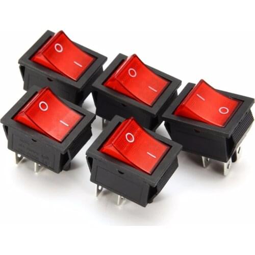 5pcs 4 Pin Red Lamp Light Rocker Switches 2 Position ON/OFF Boat Rocker Toggle Switch 16A/250V