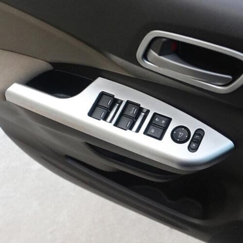 4Pcs/set Car Door Armrest Window Switch Button Frame Trim Cover Sticker For Honda CRV 2012-2015 Interior Accessories