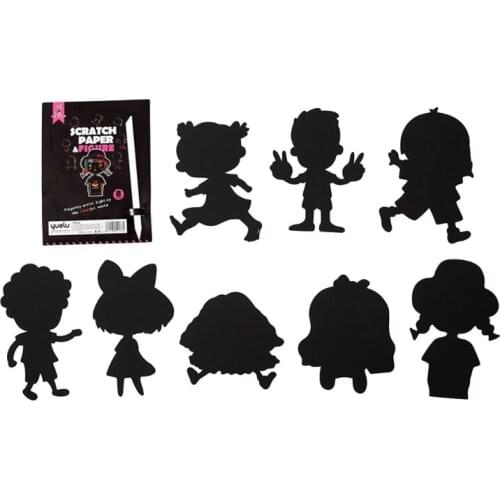 8Pcs Creative Painting Set Cartoon Scratching Paper Painting Set DIY Crafts Scratch Paperboard Interactive Drawing Kit 69HE