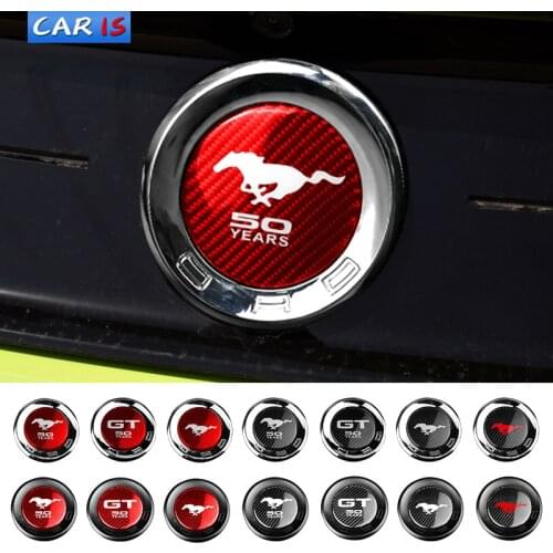 Car ABS Carbon Fibre Rear Back Emblem Badge Stickers 50 Years Shelby GT500 Roush Laguna Seca For Ford Mustang Auto Accessories