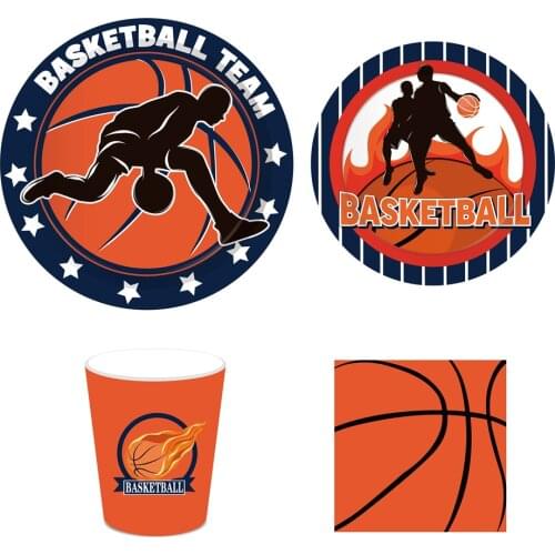 Basketball Dinner Plates Party Decorations Kids Sports Theme Happy Birthday Disposable Tableware Sets Boys Party Favors