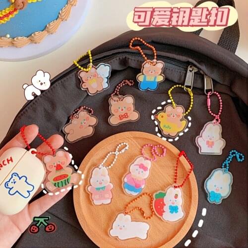 Bentoy Milkjoy 2pcs Rabbit Bear Bags Accessory Pendant Japan Korea Cute Key Chain Ring Children Gift Bag Sccessories Wholesale