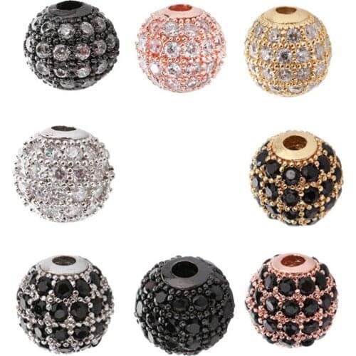 Bracelet Necklace Handmade DIY Accessories Fashion Creative 6mm/8mm/10mm Micro Pave Zircon Large Hole Beads For Jewelry Making