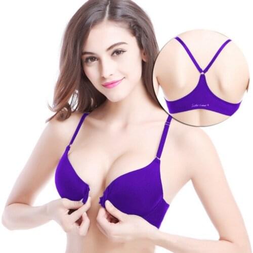 Women Push Up Seamless Underwire Bra Front Closure Lace Bra Lingerie Bralette Underwear