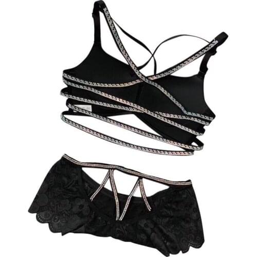 Women Gathered Push Up Diamonds Bra Lnlay Pink Letter Masonry BaldricTop Gather Adjustable 32-38 Large Size Bra