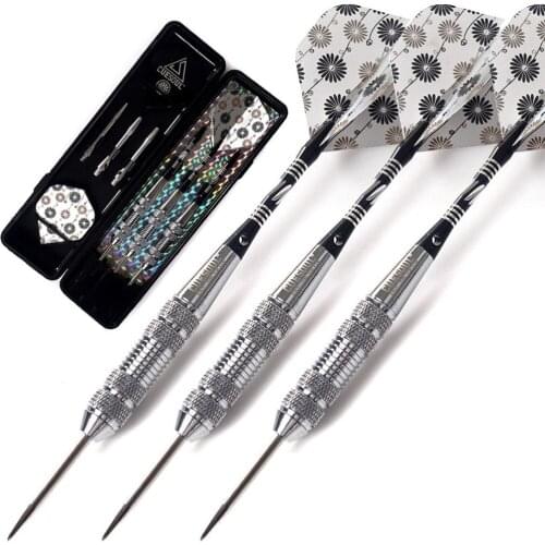 Cuesoul New 19-Gram Steel Tip Darts 3 Complete Darts with Aluminum and Stainless Shafts & White Flights & Slim Case