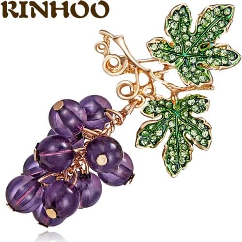 Elegant Fashion Crystal Grape Brooches for Women Pearl Fruit Brooch Pin Charm Jewelry Bouquet Accessories Anniversary Gift