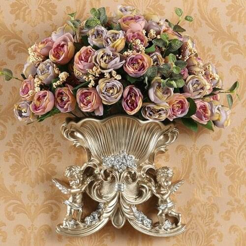 European Resin Wall Angel Vase Home Wall Hanging Mural Crafts Livingroom Fake Flower Pot Ornaments Wall Decoration Pendant Art