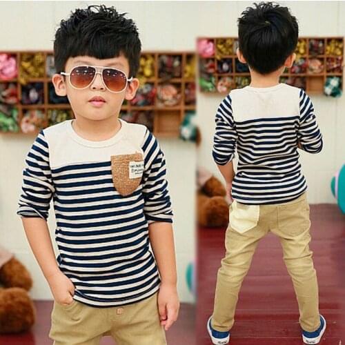 2020 Size110~150 kids spring autumn clothes children t-shirts for baby boys long sleeve t shirts stripes