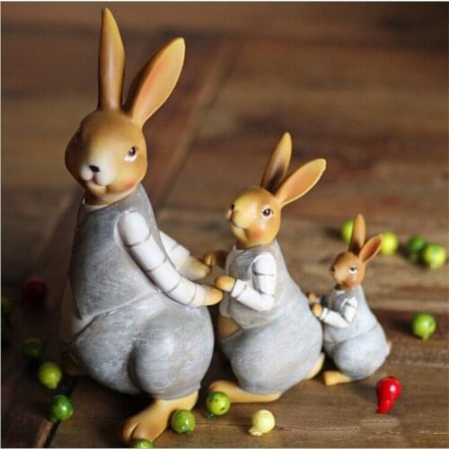 Hot Sale 1 set/3 pcs Rabbit Ornament Miniature Figurine Plant Pot Garden Decor Toys Home Crafts Classic Art Collectible