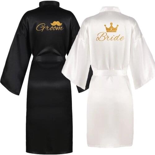 Personalized Groom and Bride Satin Robes Bath Robe Groom Bath Robe Bride Bath Robe Wedding Gift for Couple Bridal Shower Gift