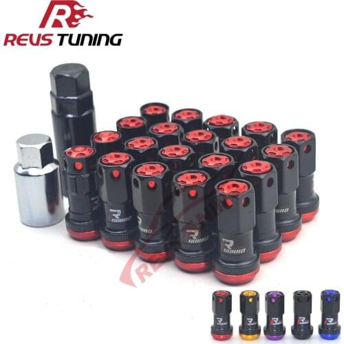 JDM Style Red Cap Black M12x1.5 M12x1.25 Anti Theft Race Racing Car Rim Wheel Nuts Locking Lug Nuts