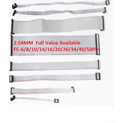 2PCS 2.54MM Gray Cable FC-6P 8P 10P/14/16/20P 26PIN 34PIN 40PIN 50PIN 30cm JTAG download wire For PCB circuit board