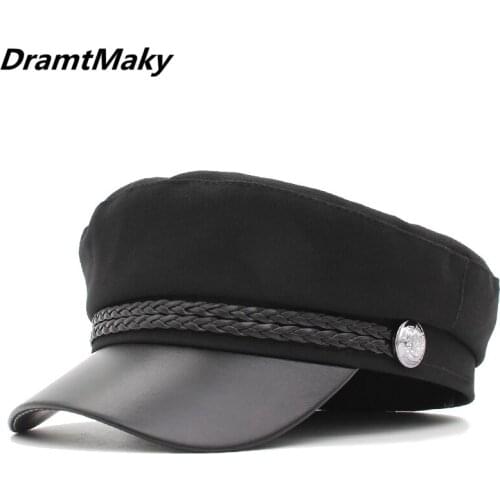 Fashion Autumn octagonal hats for women flat military baseball cap ladies solid caps women casual berets hat gorra militar new