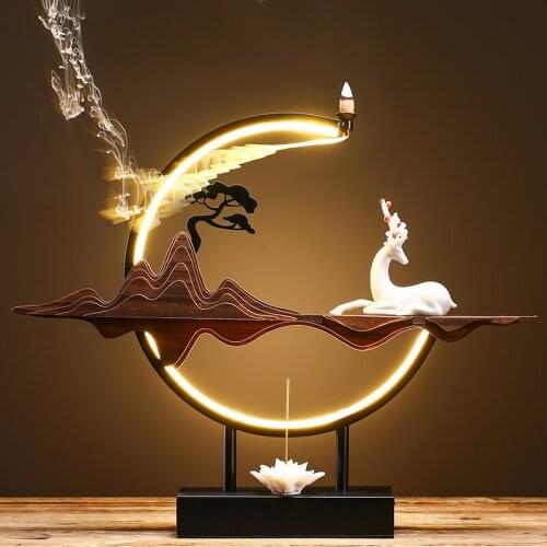 Chinese Luxury Incense Burner Electrical Ceramics Backflow Smoke Fountain Indoor Incense Burner Incensario Home Decor DB60XX