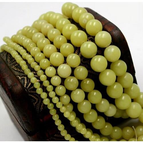 Free Shipping Wholesale 4mm 6mm 8mm 10mm Natural Stone Yellow Lemon round Beads For Bracelet Necklace Jewelry Making