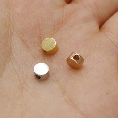 50pc 5mm Gold/Steel Color Stainless steel Mini Blank Round Beads Charm pendant For Necklace DIY Women Handmade Jewelry Making