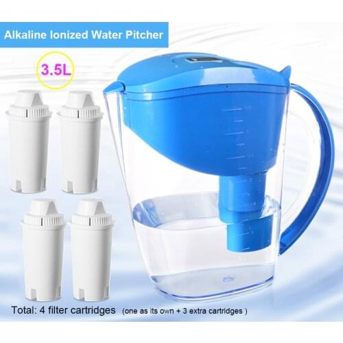 PH 8-10 Pack 4 Filter Cartridges Mineral Water Filter Pitcher Alkaline Ionizer Water Jug
