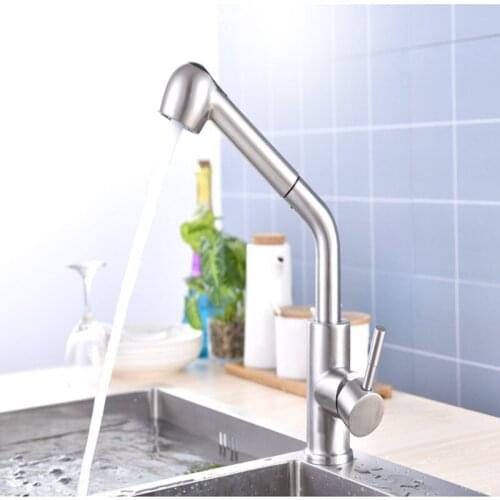 Brushed Nickel Kitchen Faucets Single Hole 360 Degree Swivel Pull Out Black Kitchen Sink Faucet Mixer Stainless Steel Tap