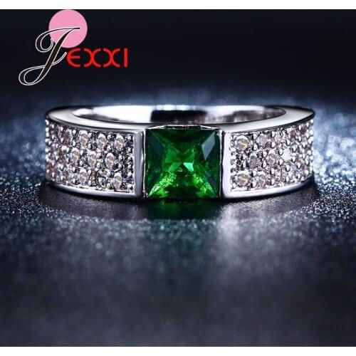 Fashion Wedding Rings Jewelry Shinning Square Cubic Zirconia Stone Pendant Ring for Women Female Best Gifts