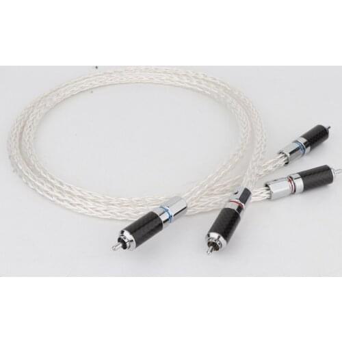 Monosaudio Hi-end Audio Silver 8AG OCC Signal Cable Signal Line with Black Carbon Fibre R1700 Connector Speaker Amplifier Audio
