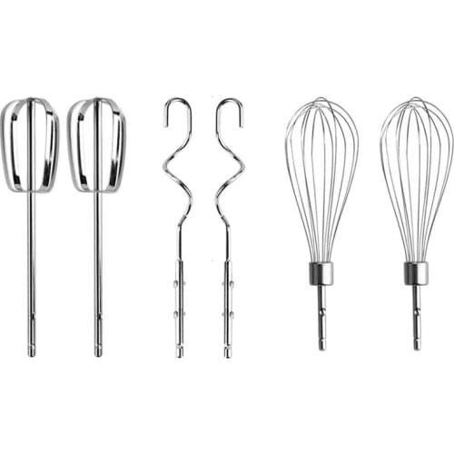 Stainless Steel Hand Mixer Accessories Set of 6 for Kitchen Baking (2 Wired Beaters,2 Whisks and 2 Dough Hooks)