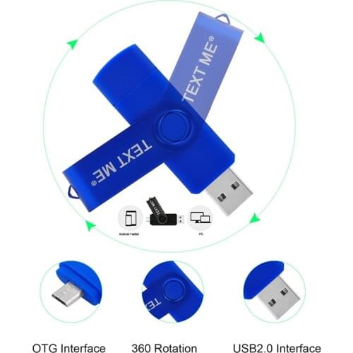 TEXT ME 360 Rotate OTG 3 IN 1 Type C USB Flash Drive 4GB 8GB 16GB 32GB 64GG Pendrive USB 2.0 Usb stick